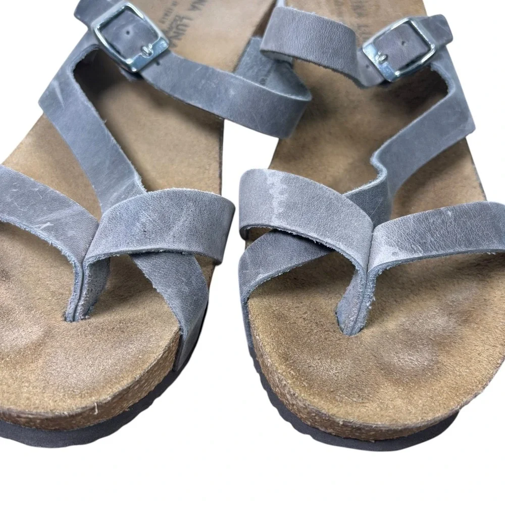 Marina Luna Comfort Grey Leather Strappy Wedge Sandal  Sz 38 7.5-8 Made in Italy